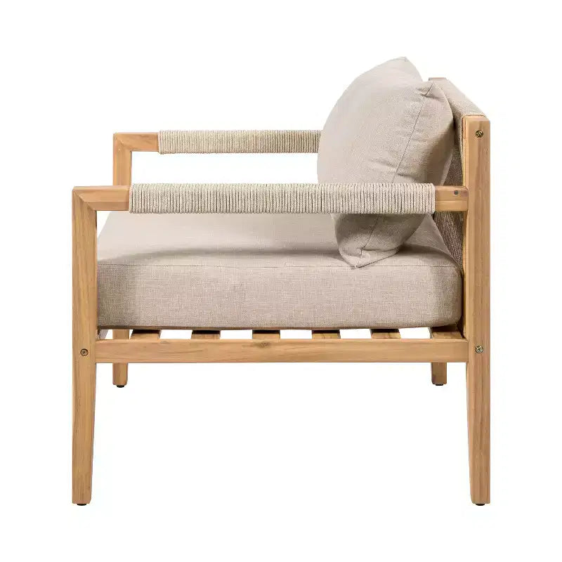 Christopher Knight Home Liliane Set 3 pezzi con 2 sedie in corda in legno di acacia e tavolino con piastrelle in ceramica per esterni