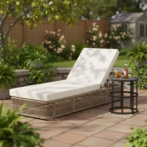 Christopher Knight Home Manon 2 Piece Outdoor Adjustable Rope Chaise Lounge with Ceramic Tile End Table