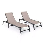 LAUSAINT HOME Pool Lounge Chairs Set, Tanning Chairs with 5-Position Adjustable Backrest, Outdoor Chaise for Pool, Beach, Patio and Backyard (2 PCS)