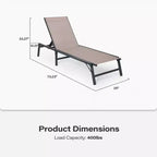 LAUSAINT HOME Set di sedie a sdraio da piscina, sedie prendisole con schienale regolabile in 5 posizioni, chaise longue per esterni per piscina, spiaggia, patio e giardino (2 pezzi)