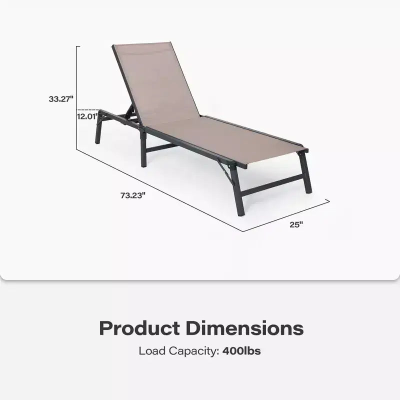 LAUSAINT HOME Set di sedie a sdraio da piscina, sedie prendisole con schienale regolabile in 5 posizioni, chaise longue per esterni per piscina, spiaggia, patio e giardino (2 pezzi)