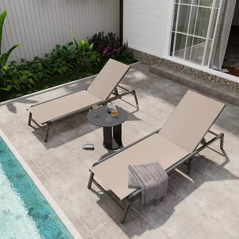 LAUSAINT HOME Set di sedie a sdraio da piscina, sedie prendisole con schienale regolabile in 5 posizioni, chaise longue per esterni per piscina, spiaggia, patio e giardino (2 pezzi)