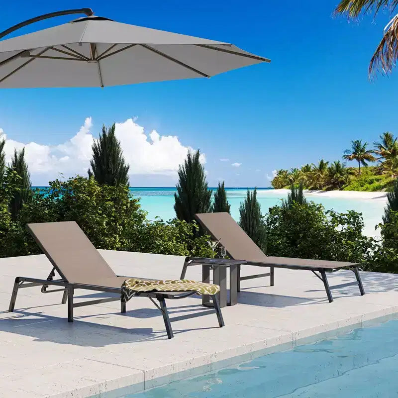 LAUSAINT HOME Set di sedie a sdraio da piscina, sedie prendisole con schienale regolabile in 5 posizioni, chaise longue per esterni per piscina, spiaggia, patio e giardino (2 pezzi)