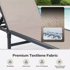 LAUSAINT HOME Set di sedie a sdraio da piscina, sedie prendisole con schienale regolabile in 5 posizioni, chaise longue per esterni per piscina, spiaggia, patio e giardino (2 pezzi)