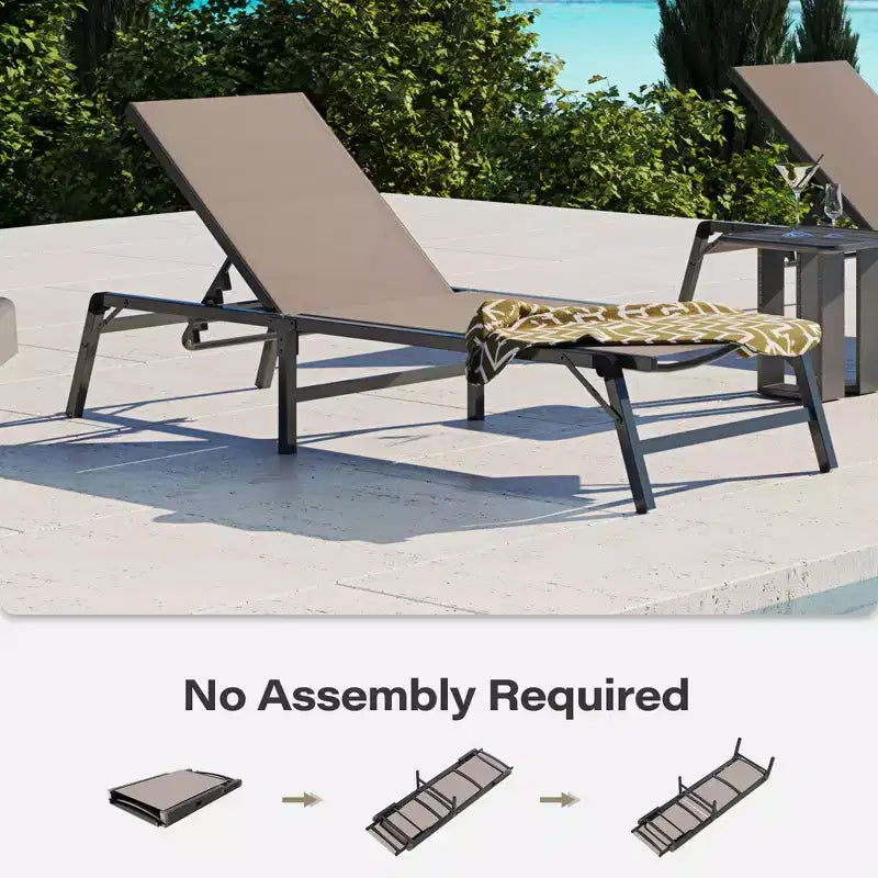 LAUSAINT HOME Set di sedie a sdraio da piscina, sedie prendisole con schienale regolabile in 5 posizioni, chaise longue per esterni per piscina, spiaggia, patio e giardino (2 pezzi)