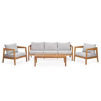 Christopher Knight Home Phachara Set da 4 Pezzi da Patio Moderno in Legno di Acacia con Cuscini e Tavolo a Doghe