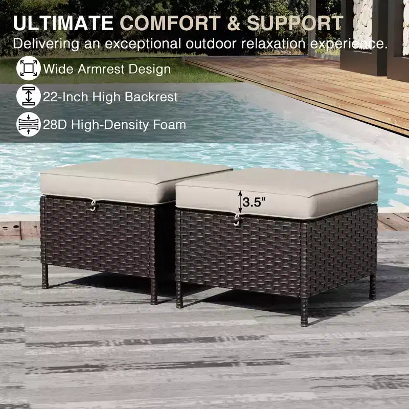 Set da esterno UPTIOT 7 pezzi con divano a 3 posti, due sedie girevoli, pouf, tavolino da caffè e tavolino laterale