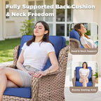 GDFStudio Luelle 3 Piece Outdoor Swivel Glider Chat Set with Cushions and Side Table