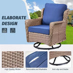 GDFStudio Luelle 3 Piece Outdoor Swivel Glider Chat Set with Cushions and Side Table
