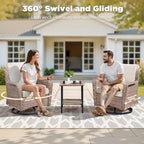 GDFStudio Luelle 3 Piece Outdoor Swivel Glider Chat Set with Cushions and Side Table