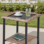 GDFStudio Luelle 3 Piece Outdoor Swivel Glider Chat Set with Cushions and Side Table