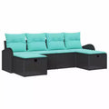 vidaXL Garden Sofa Set with Cushion 6 pcs Black Poly rattan - Black Blue