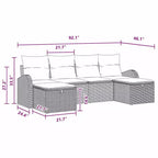 vidaXL Garden Sofa Set with Cushion 6 pcs Black Poly rattan - Black Blue