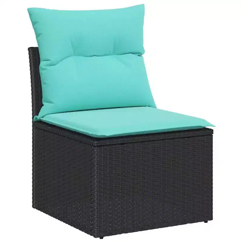 vidaXL Garden Sofa Set with Cushion 6 pcs Black Poly rattan - Black Blue
