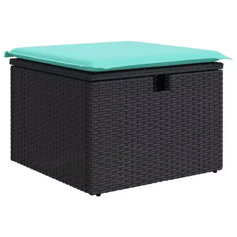 vidaXL Garden Sofa Set with Cushion 6 pcs Black Poly rattan - Black Blue