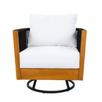 Christopher Knight Home Ananda Modern 3 Piece Acacia Patio Swivel Chairs with Rope Design and Table Set