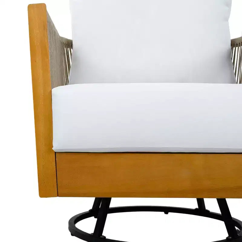 Christopher Knight Home Minh Moderno Set da 3 Pezzi per Patio con Sedie Girevoli in Acacia, Design in Corda e Tavolino a Doghe
