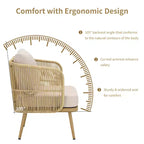 GDFStudio Ralph Outdoor Wicker and Steel Chat Set with 3-Seater Sofa and Coffee Table