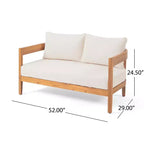 Christopher Knight Home Safira Set da Conversazione da Esterno Rustico in Legno di Acacia a 5 Pezzi con Cuscini Spessi