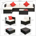 GDFStudio Paige Set Divano da Esterno 6 Pezzi con Pouf e Tavolino da Caffè in Vetro Temperato