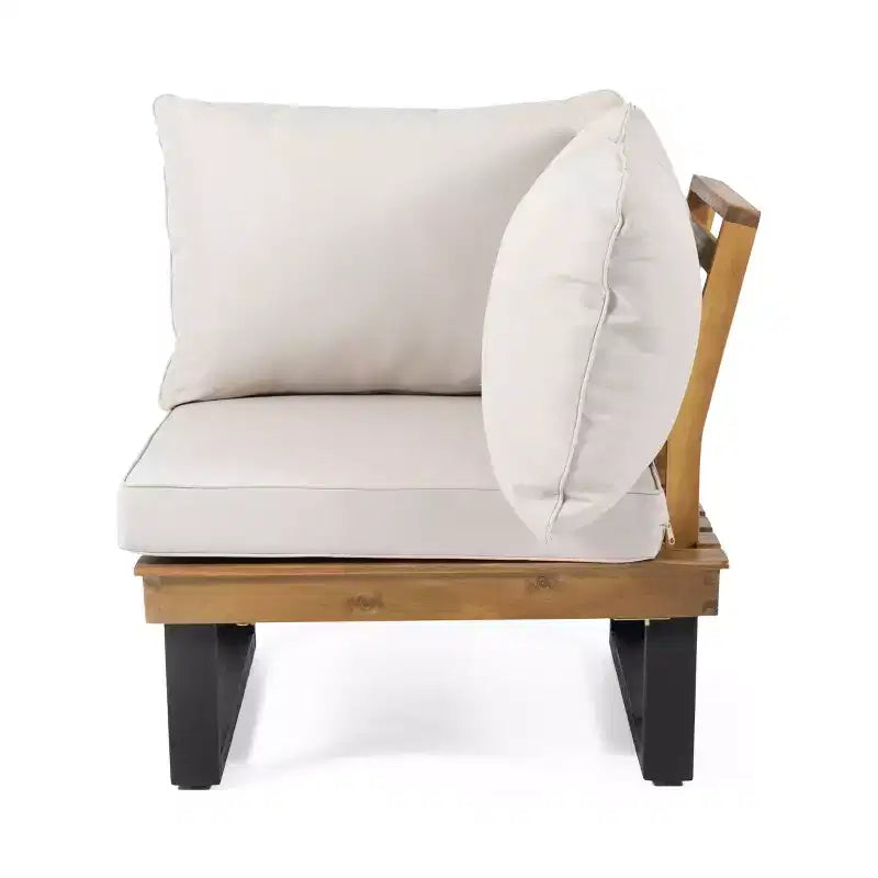 Set Divano Sezionale Esterno a L Patio da Giardino Set Lounge per il Tempo Libero con Tavolino da Caffè e Cuscino Resistente all'Acqua - ModernLuxe