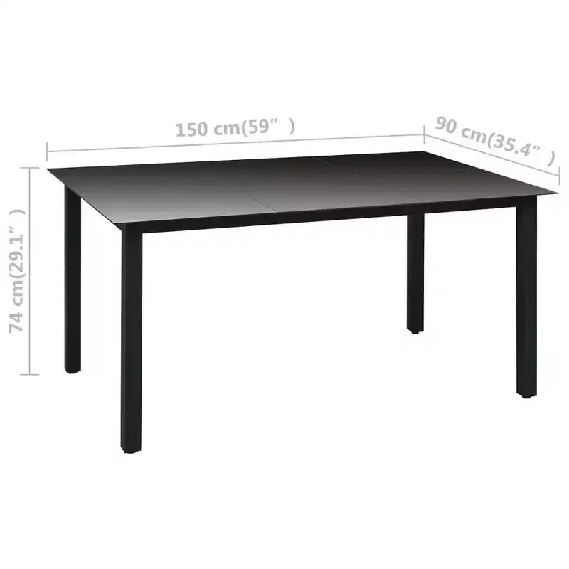 vidaXL Set da pranzo in polyrattan, alluminio e WPC, nero e marrone, grande