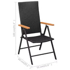 vidaXL Set da pranzo in polyrattan, alluminio e WPC, nero e marrone, grande