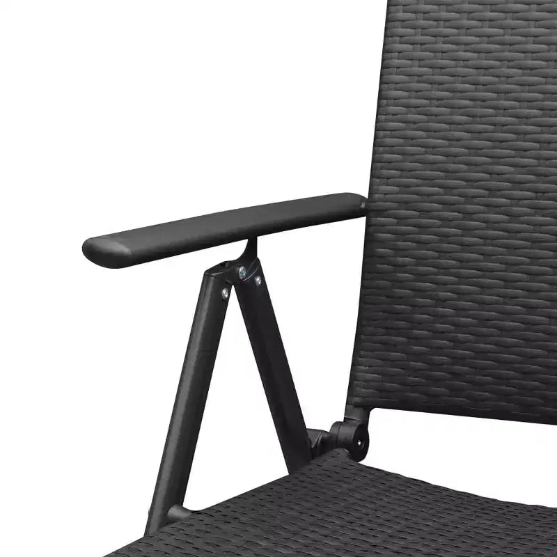 vidaXL Set da pranzo in rattan PE nero, vetro, alluminio Standard Pieghevole