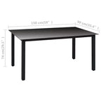 vidaXL Set da pranzo in rattan PE nero, vetro, alluminio Standard Pieghevole
