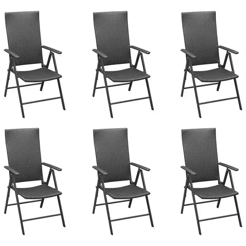 vidaXL Set da pranzo in rattan PE nero, vetro, alluminio Standard Pieghevole