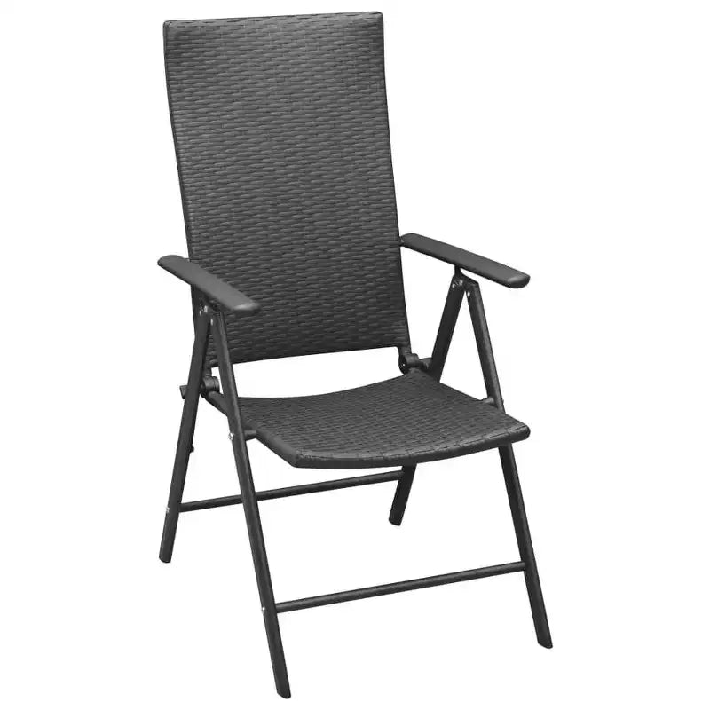 vidaXL Set da pranzo in rattan PE nero, vetro, alluminio Standard Pieghevole