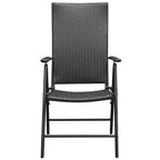 vidaXL Set da pranzo in rattan PE nero, vetro, alluminio Standard Pieghevole