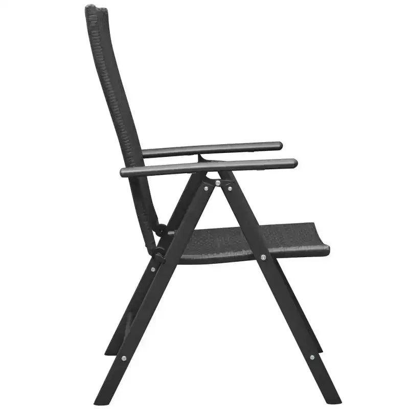 vidaXL Set da pranzo in rattan PE nero, vetro, alluminio Standard Pieghevole