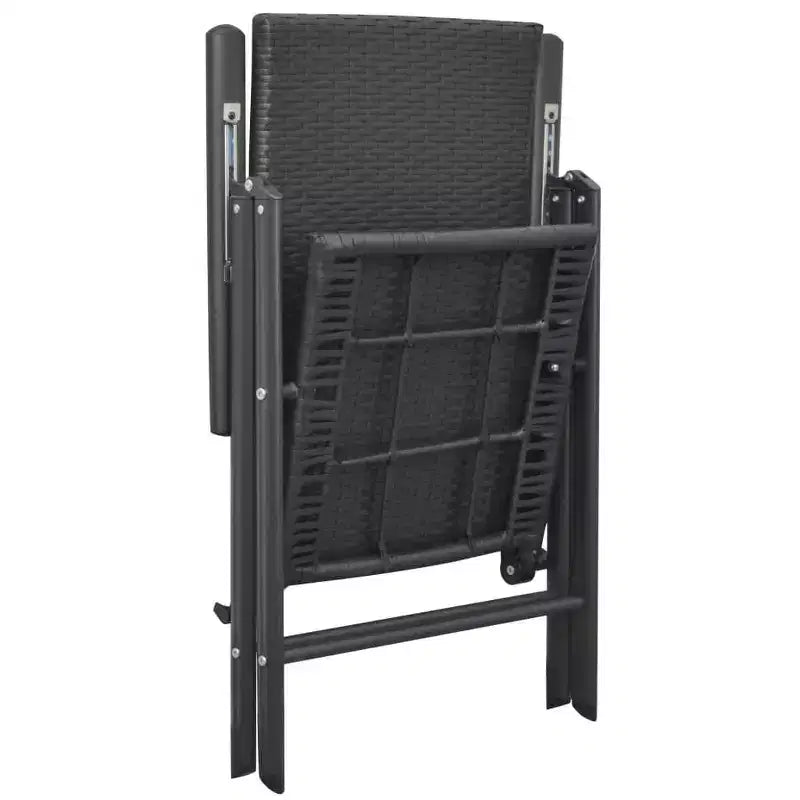vidaXL Set da pranzo in rattan PE nero, vetro, alluminio Standard Pieghevole