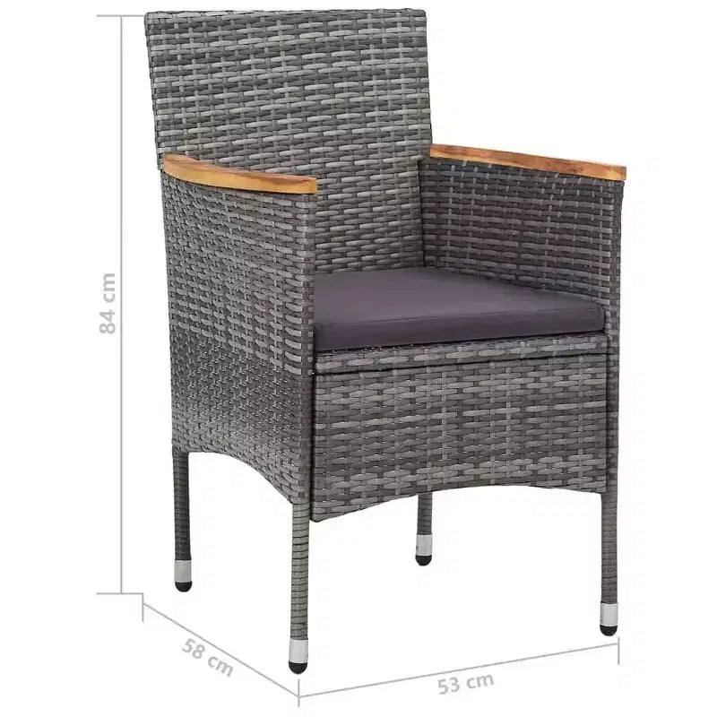 vidaXL Set da pranzo grigio, nero, marrone