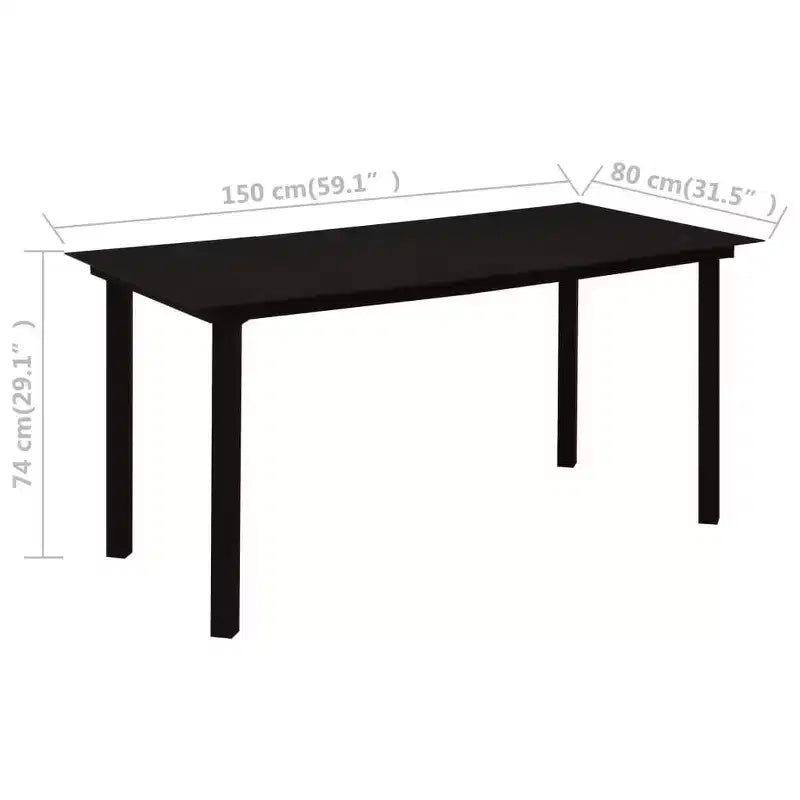 vidaXL Set da pranzo Quercia, Polyrattan nero, acciaio verniciato a polvere, vetro