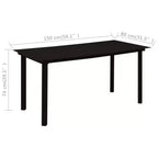 vidaXL Set da pranzo Quercia, Polyrattan nero, acciaio verniciato a polvere, vetro
