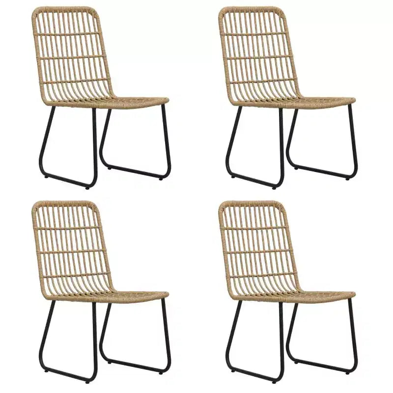 vidaXL Set da pranzo Quercia, Polyrattan nero, acciaio verniciato a polvere, vetro