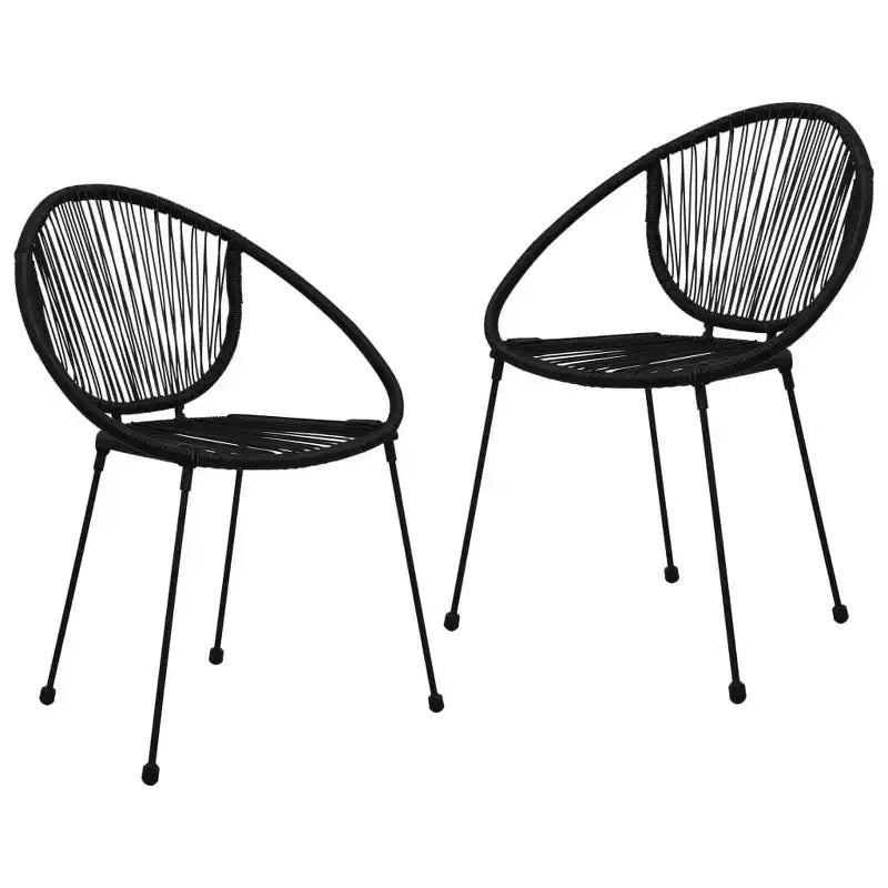 vidaXL Dining Set Black PVC rattan, powder-coated steel, glass 3-piece