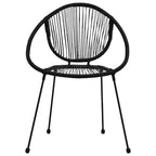 vidaXL Dining Set Black PVC rattan, powder-coated steel, glass 3-piece