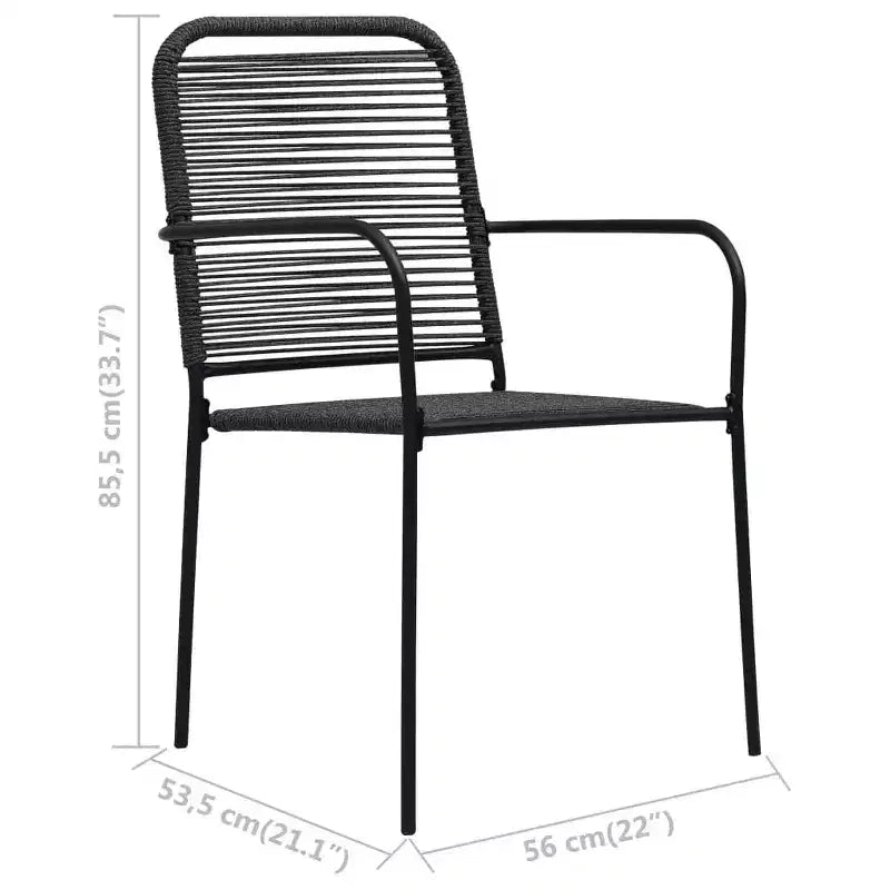 vidaXL Garden Dining Set Black Powder-coated steel, glass, cotton rope
