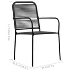 vidaXL Garden Dining Set Black Powder-coated steel, glass, cotton rope