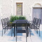 vidaXL Garden Dining Set Black Powder-coated steel, glass, cotton rope