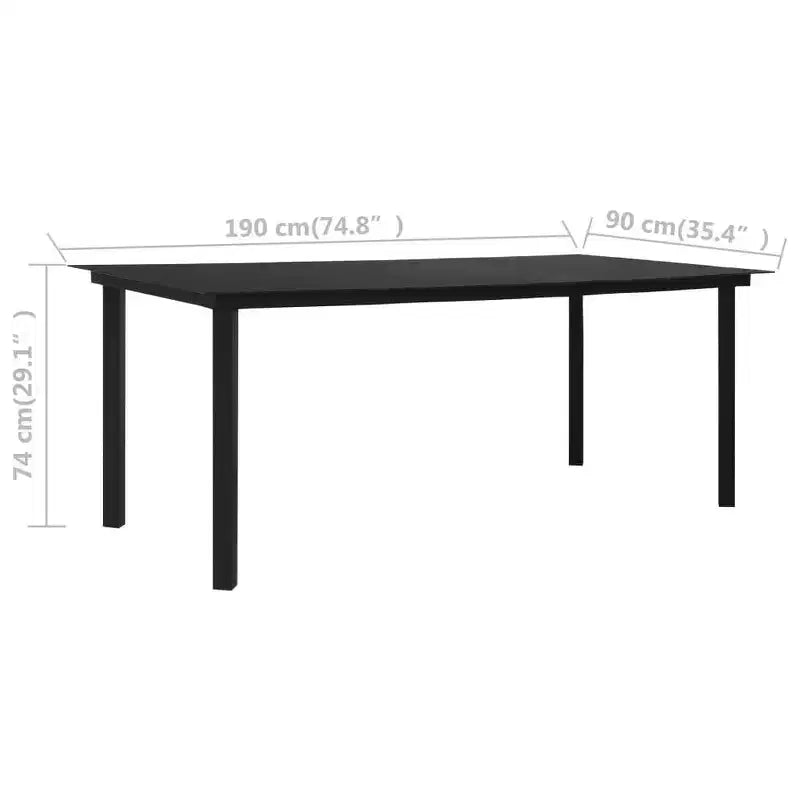 vidaXL Garden Dining Set Black Powder-coated steel, glass, cotton rope