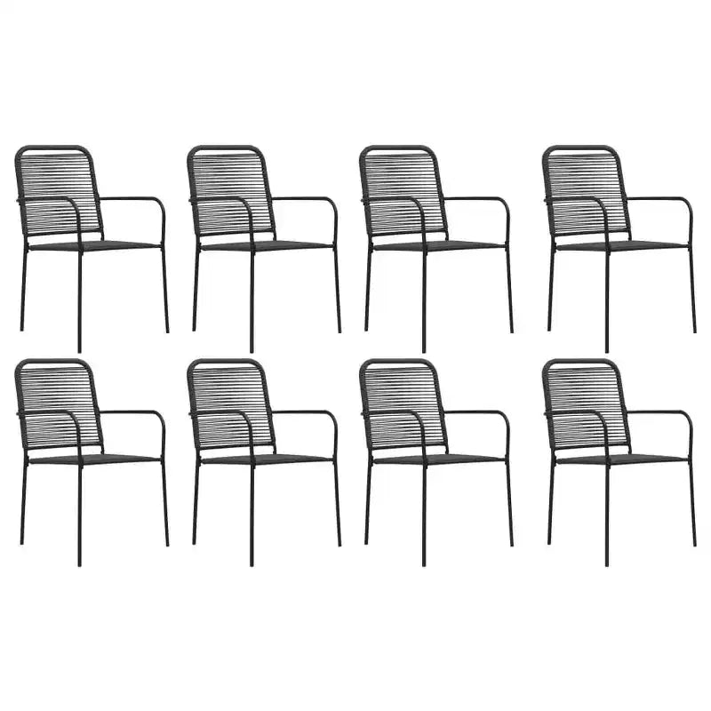 vidaXL Garden Dining Set Black Powder-coated steel, glass, cotton rope