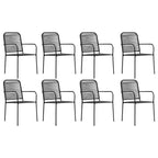 vidaXL Garden Dining Set Black Powder-coated steel, glass, cotton rope