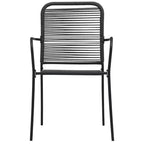 vidaXL Garden Dining Set Black Powder-coated steel, glass, cotton rope