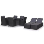 vidaXL Dining Set Black PE Rattan Large Stackable Dining Set
