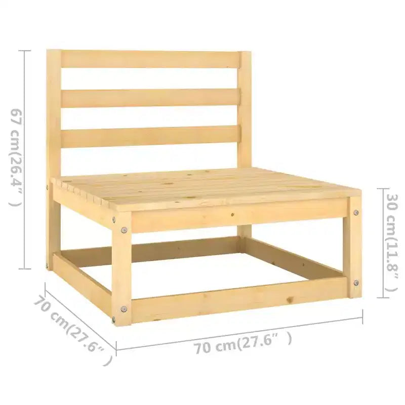 vidaXL Garden Lounge Set Natural wood, Grey cushions Solid pine wood Large