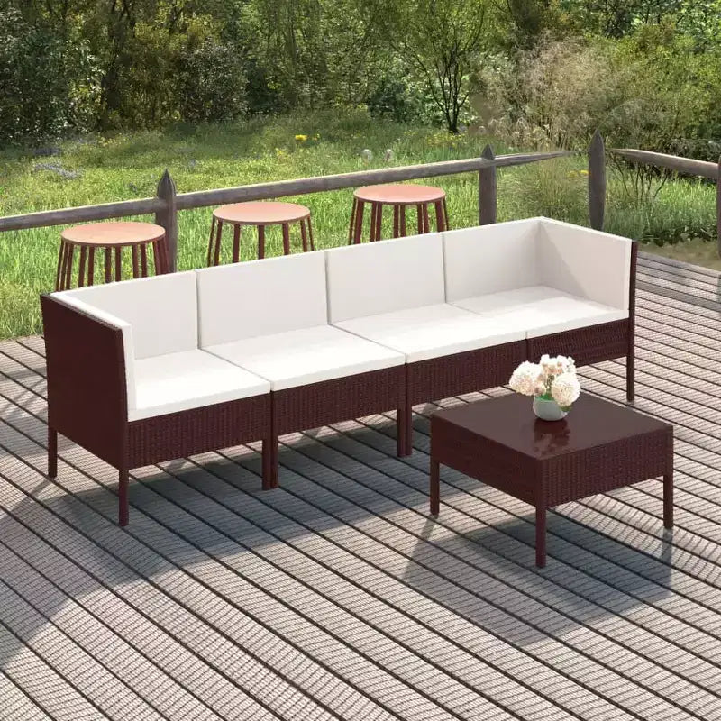 vidaXL Set da Salotto da Giardino Marrone e Bianco Crema